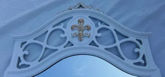 French Style Fleur-De-Lis Crested Mirror - 4