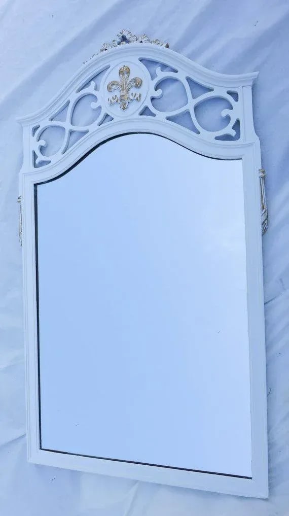 French Style Fleur-De-Lis Crested Mirror - 6