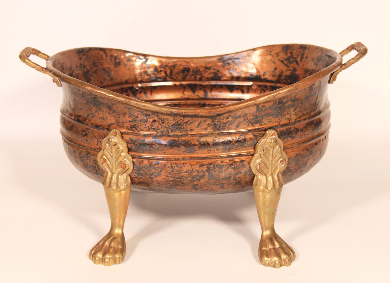 Vintage French Copper Gilded Brass Jardiniere / Planter - 10