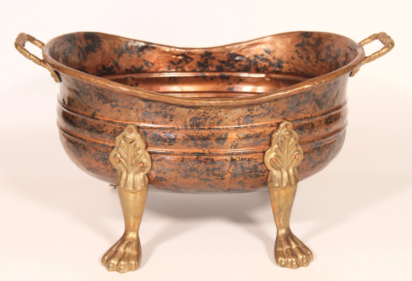 Vintage French Copper Gilded Brass Jardiniere / Planter - 12