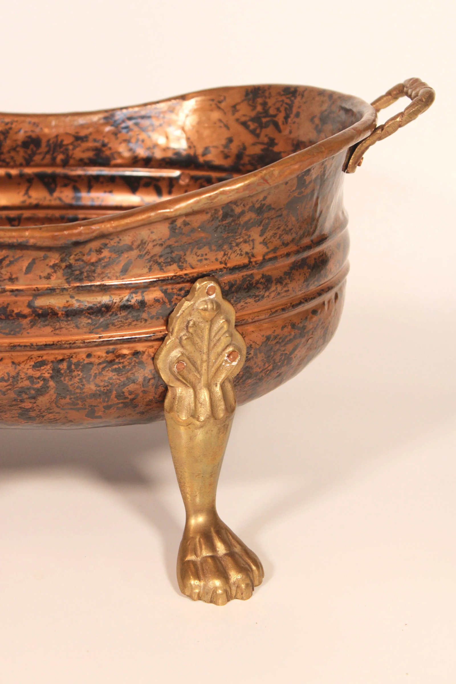 Vintage French Copper Gilded Brass Jardiniere / Planter - 4