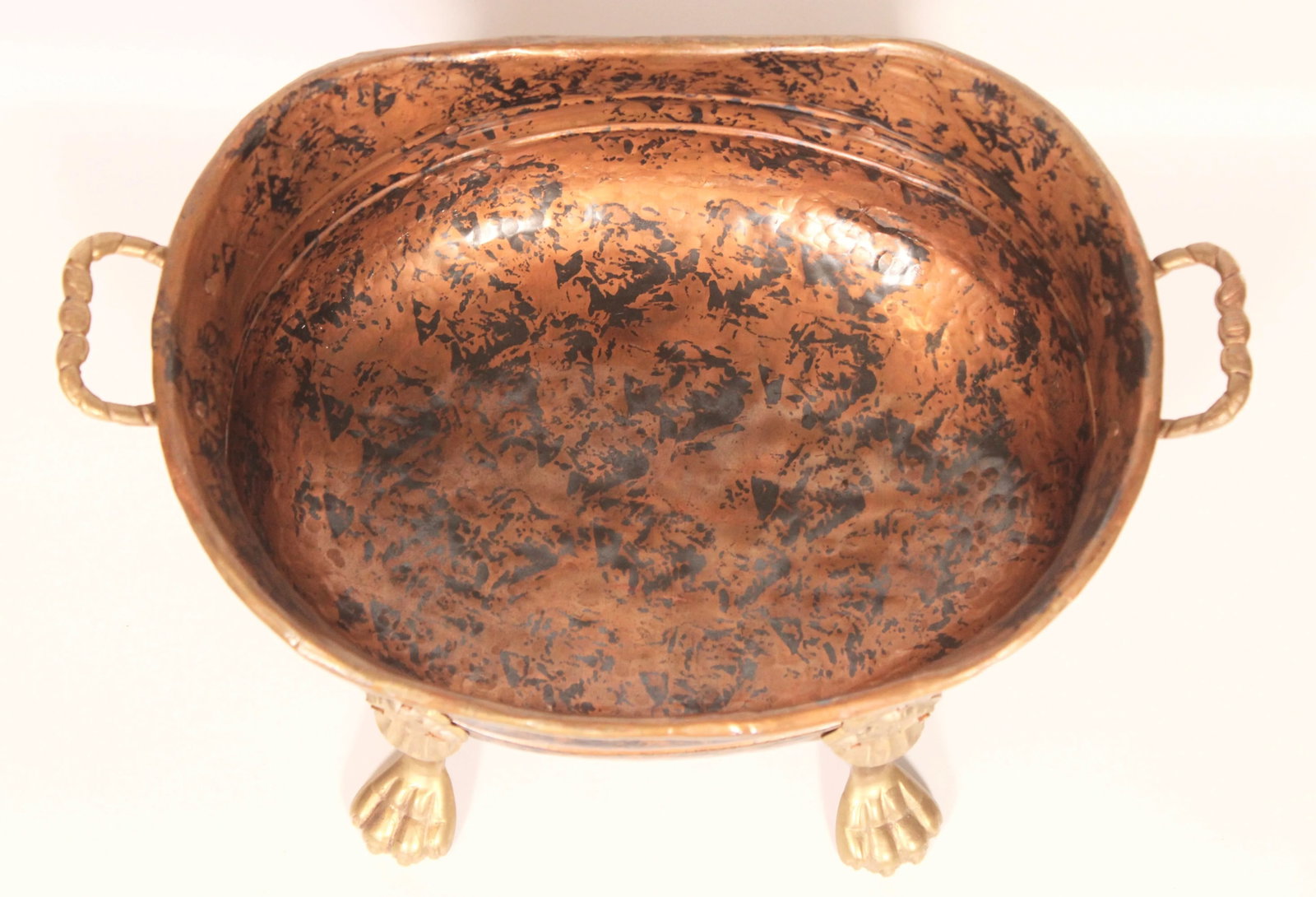 Vintage French Copper Gilded Brass Jardiniere / Planter - 5