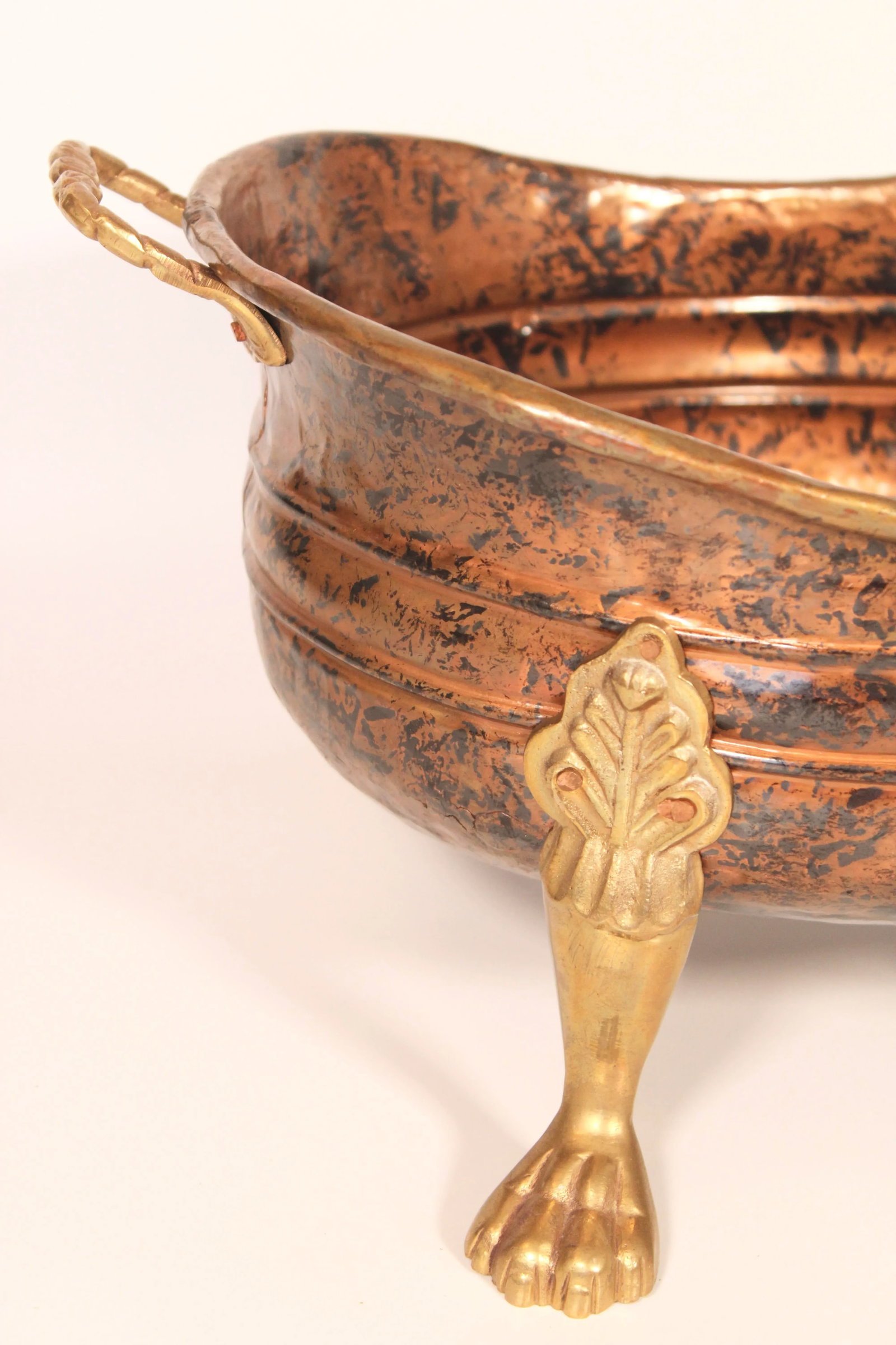 Vintage French Copper Gilded Brass Jardiniere / Planter - 6