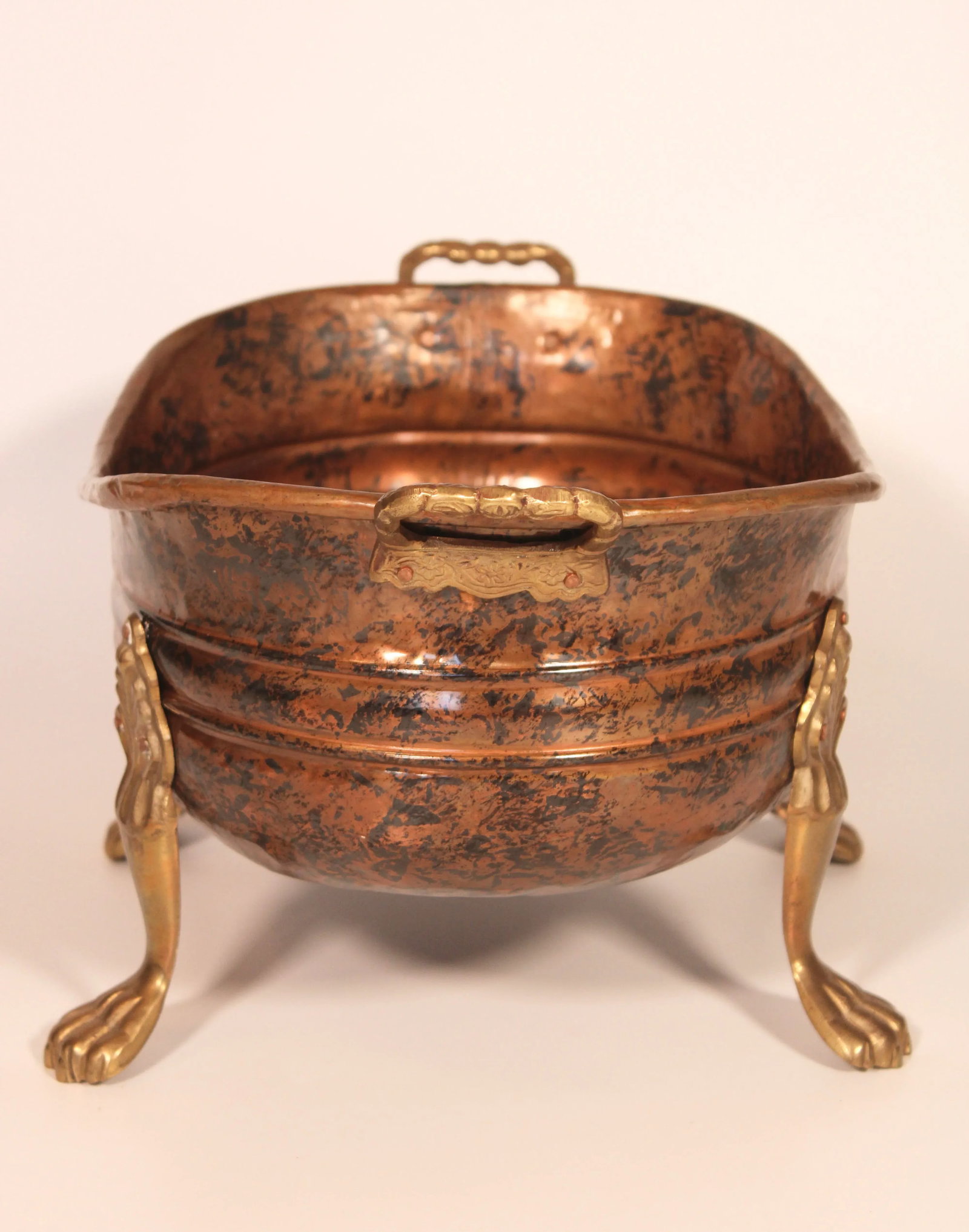 Vintage French Copper Gilded Brass Jardiniere / Planter - 7