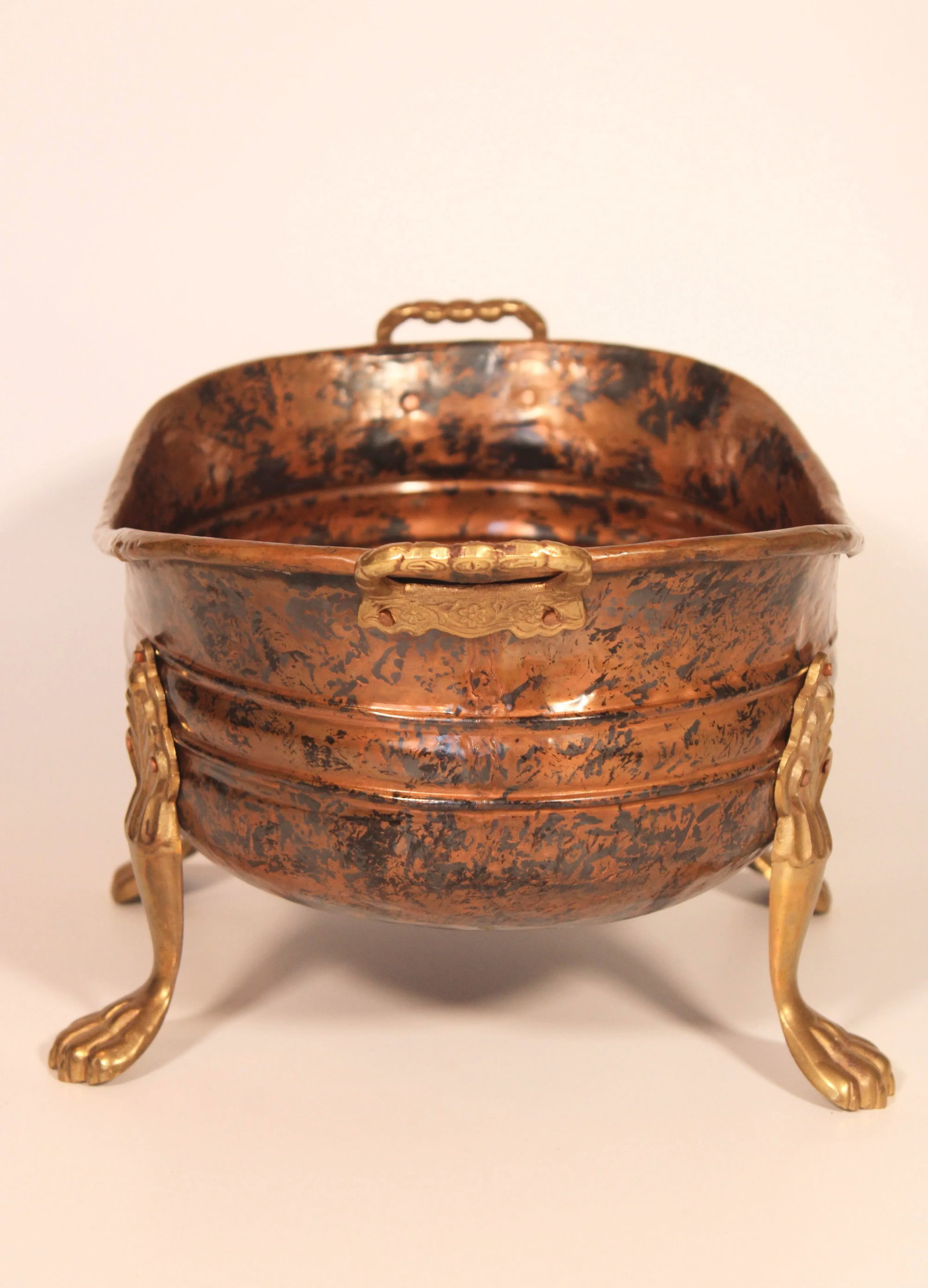 Vintage French Copper Gilded Brass Jardiniere / Planter - 8