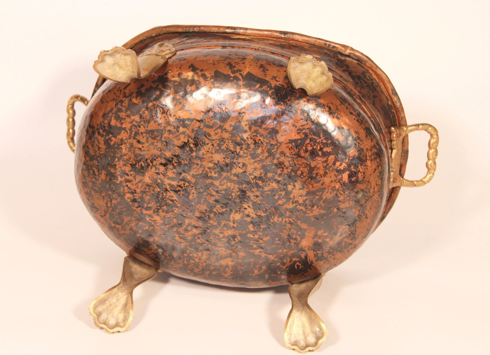 Vintage French Copper Gilded Brass Jardiniere / Planter - 9