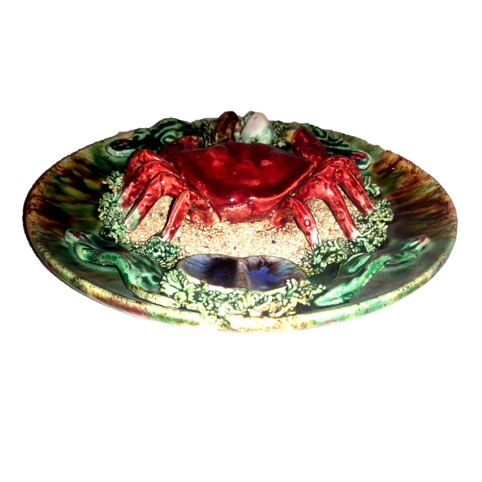 Mid 20th Century Majolica Bernard Palissy Style Faience Trompe l'Oeil Crab Plate - 4
