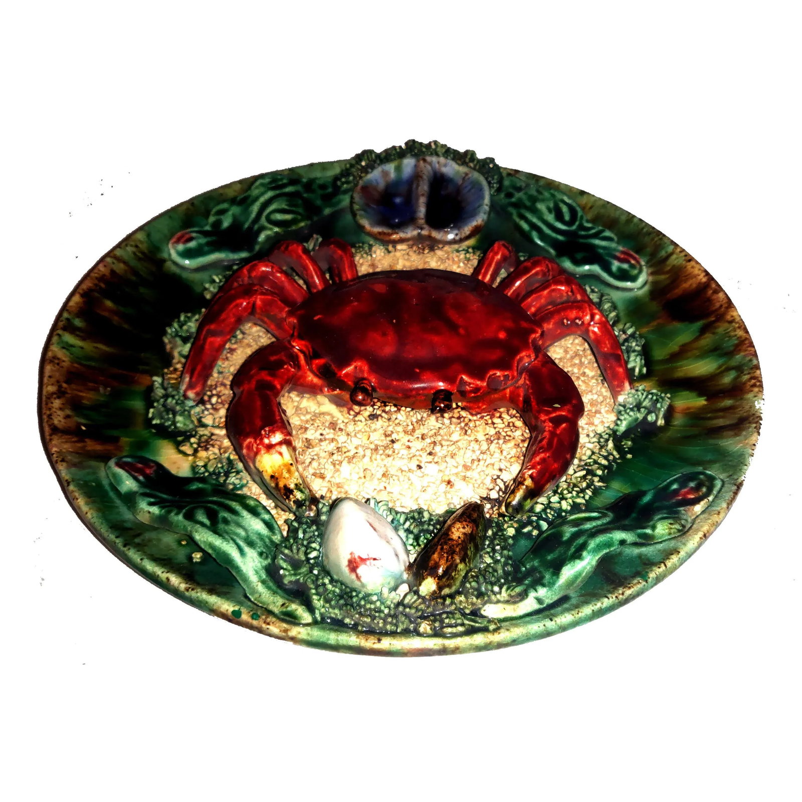 Mid 20th Century Majolica Bernard Palissy Style Faience Trompe l'Oeil Crab Plate - 6