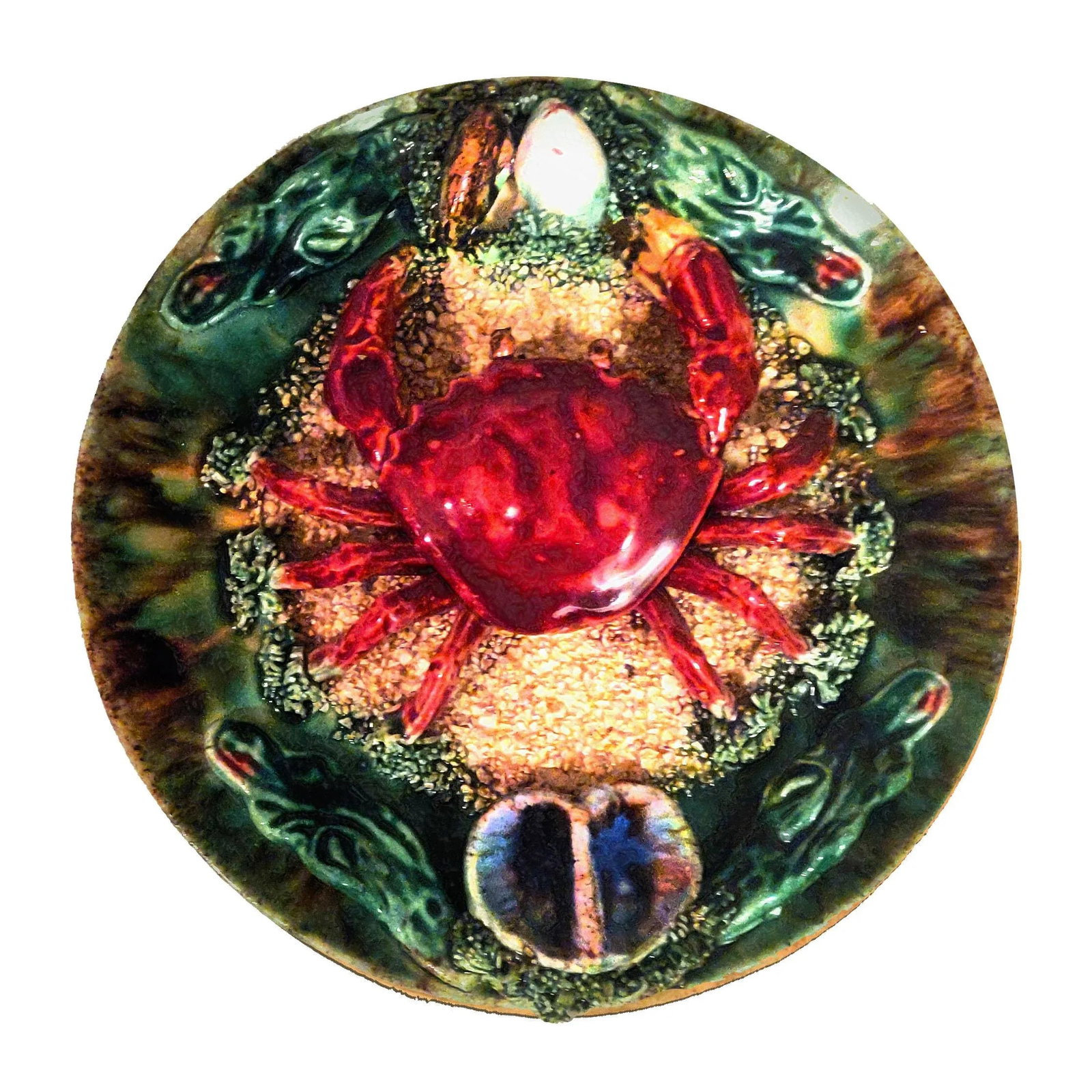 Mid 20th Century Majolica Bernard Palissy Style Faience Trompe l'Oeil Crab Plate - 9