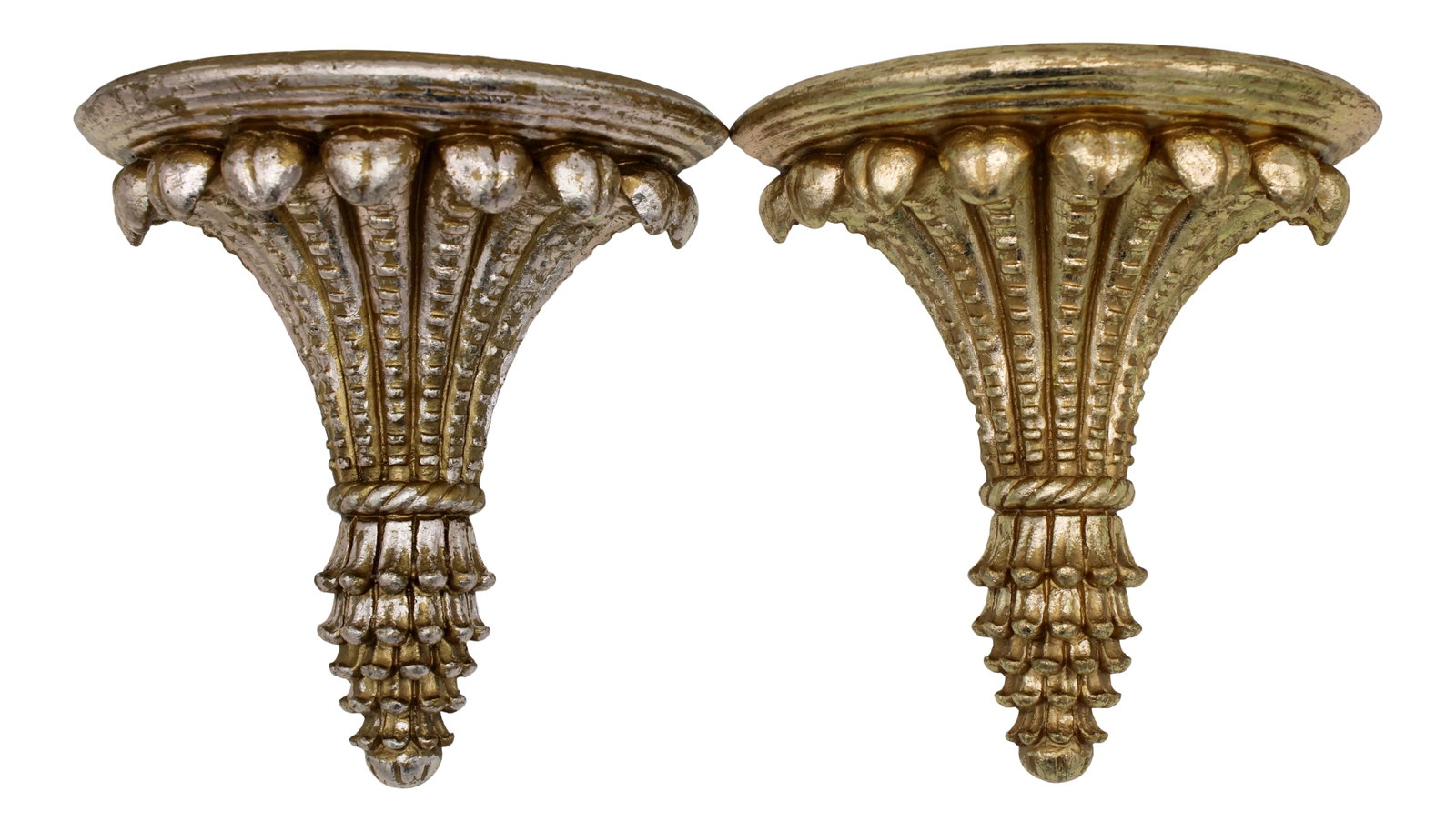 Hollywood Regency Style Golden Wheat Wall Shelves - a Pair (1 of 7)
