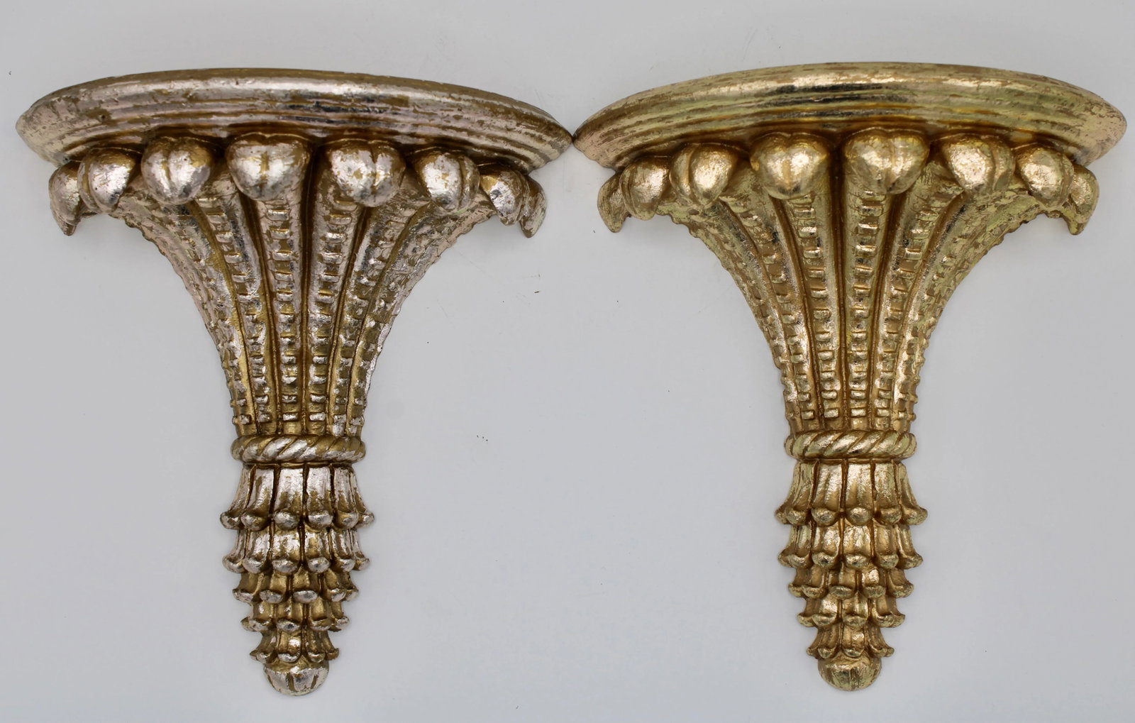 Hollywood Regency Style Golden Wheat Wall Shelves - a Pair - 4