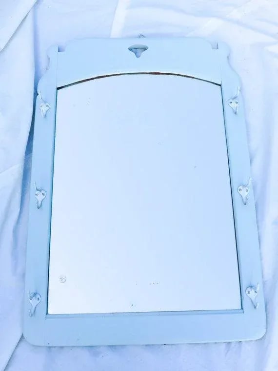 Cottage Style Mirror With Hooks - 2