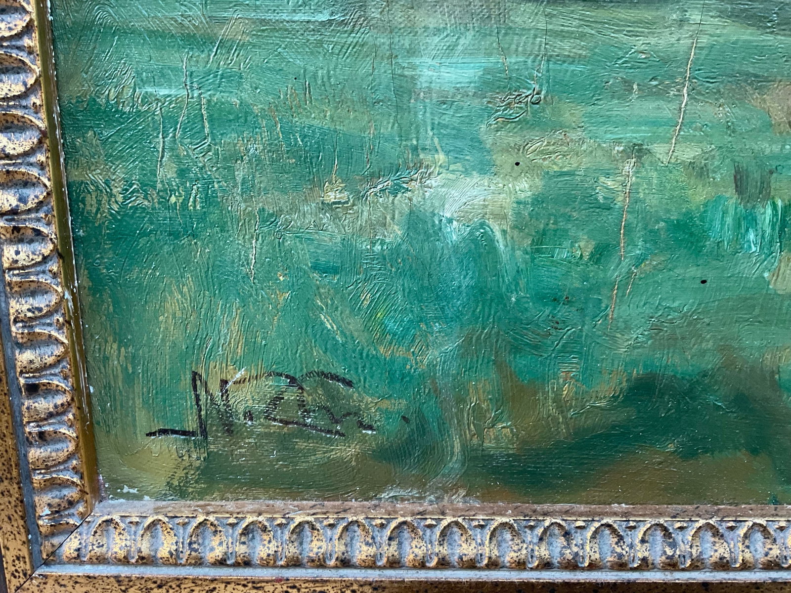 Antique Niels Christiansen Oil Painting - Danish Landscape With Grazing Horses - 17