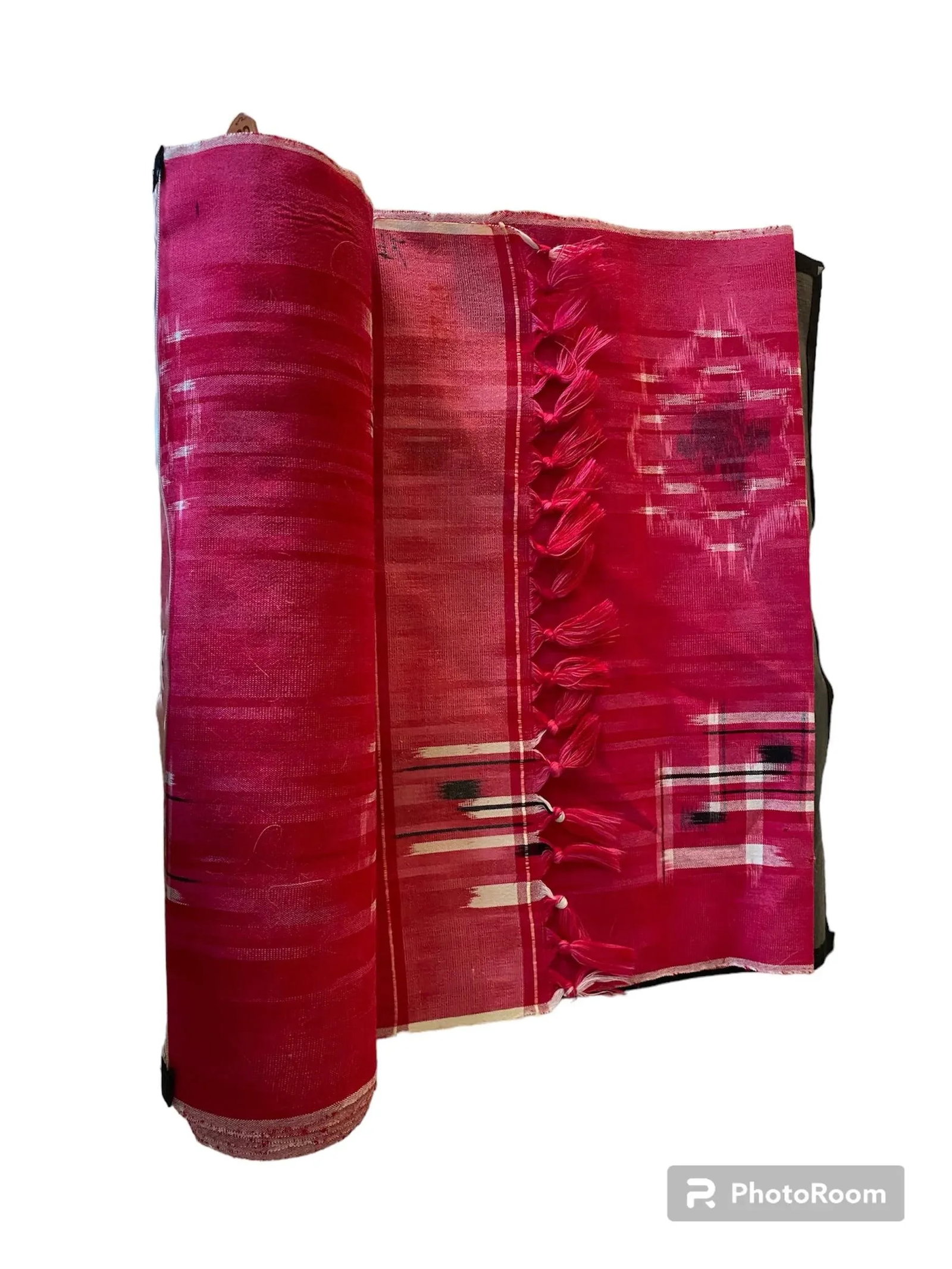 Japanese Kimono Raw Silk Fabric in Raspberry, 13 Yards - 3