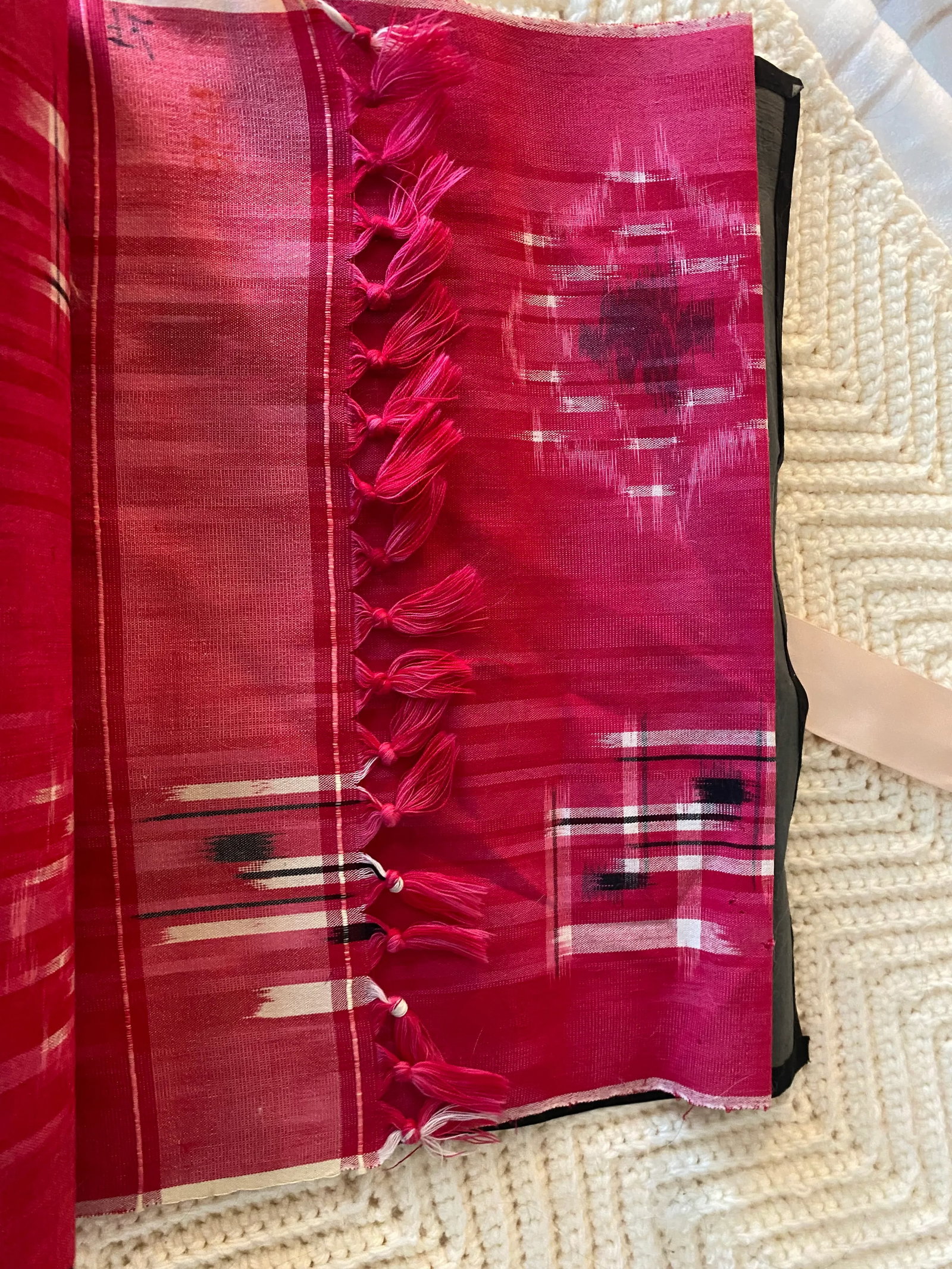 Japanese Kimono Raw Silk Fabric in Raspberry, 13 Yards - 4