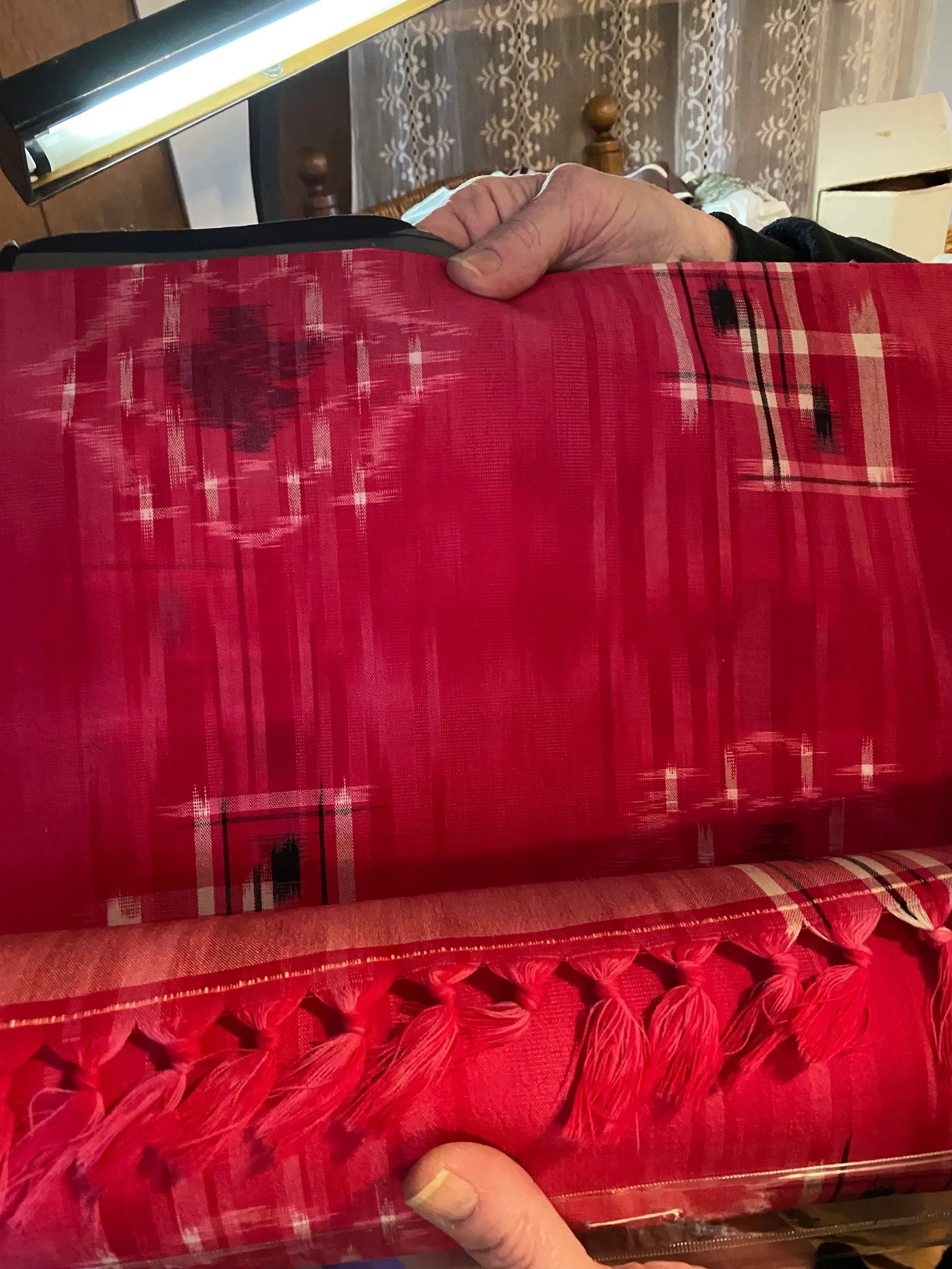 Japanese Kimono Raw Silk Fabric in Raspberry, 13 Yards - 5