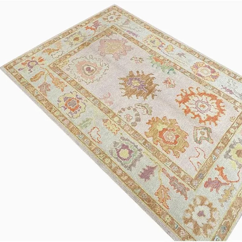 Handwoven Turkish Oushak Area Rug 4'2'' X 5'10" - 4