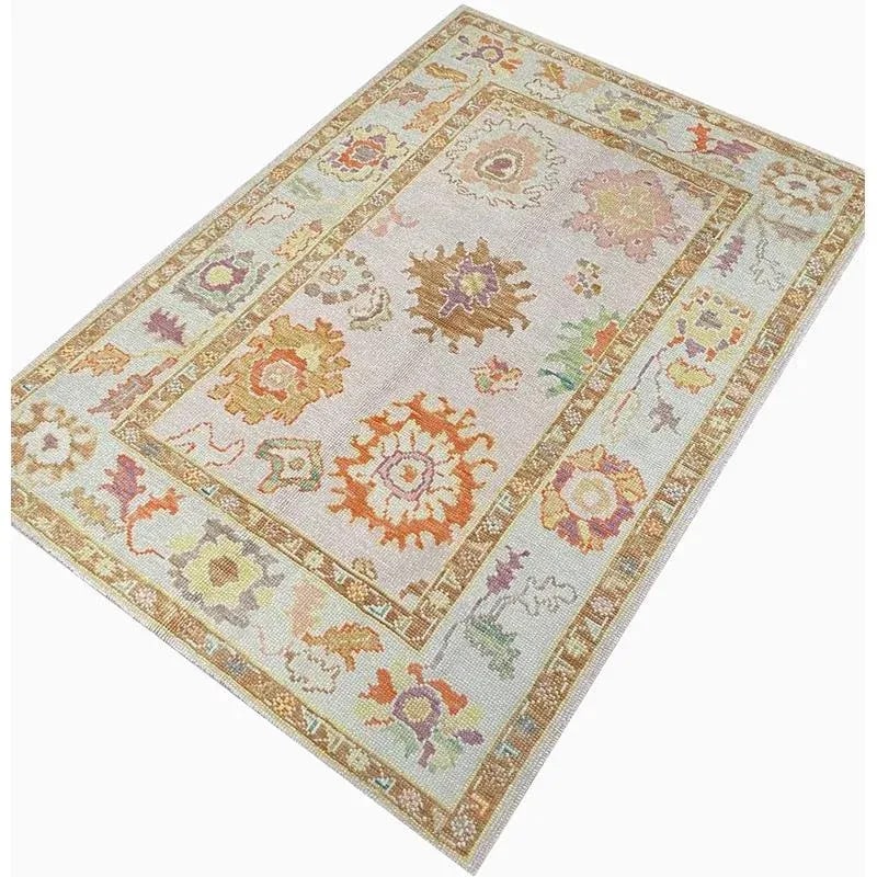 Handwoven Turkish Oushak Area Rug 4'2'' X 5'10" - 5