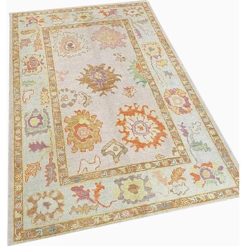 Handwoven Turkish Oushak Area Rug 4'2'' X 5'10" - 7