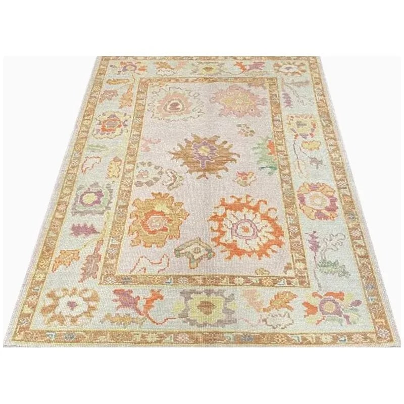 Handwoven Turkish Oushak Area Rug 4'2'' X 5'10" - 8