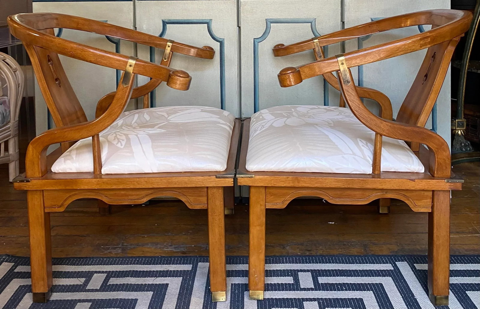 James Mont Hollywood Regency Style Chinoiserie Lounge Chairs, 1970's - 2