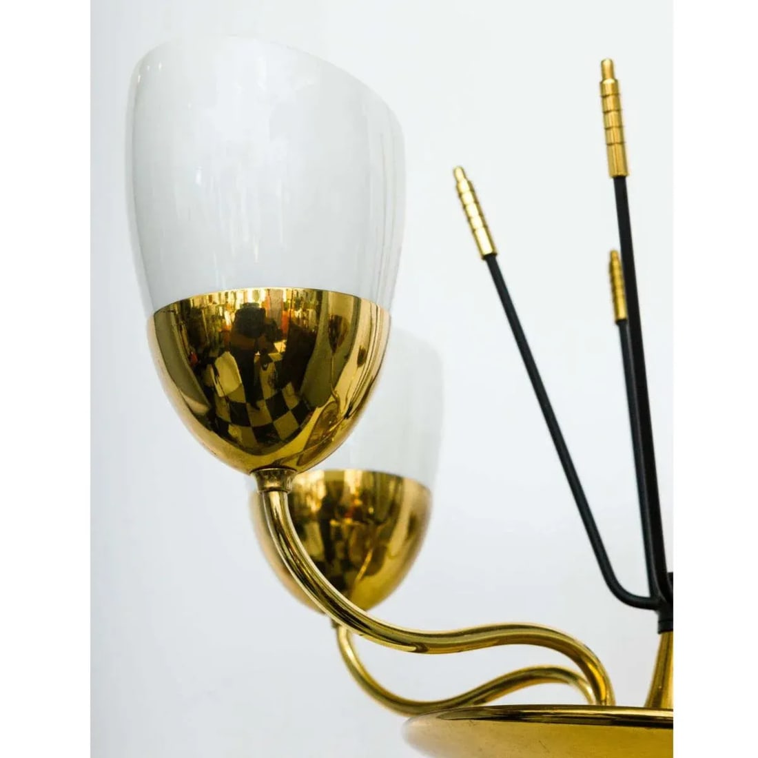 Vintage Brass and Glass Five-Arm Chandelier - 3