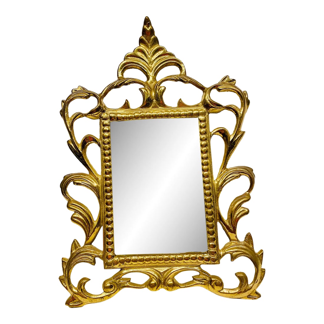 Vintage Ornate Brass Easel Back Frame: Made in India brass frame. Condition: Alterations: Original Condition Unaltered Imperfections: Some Imperfections Condition Notes: Excellent Materials & Techniques: Brass Details: Count
