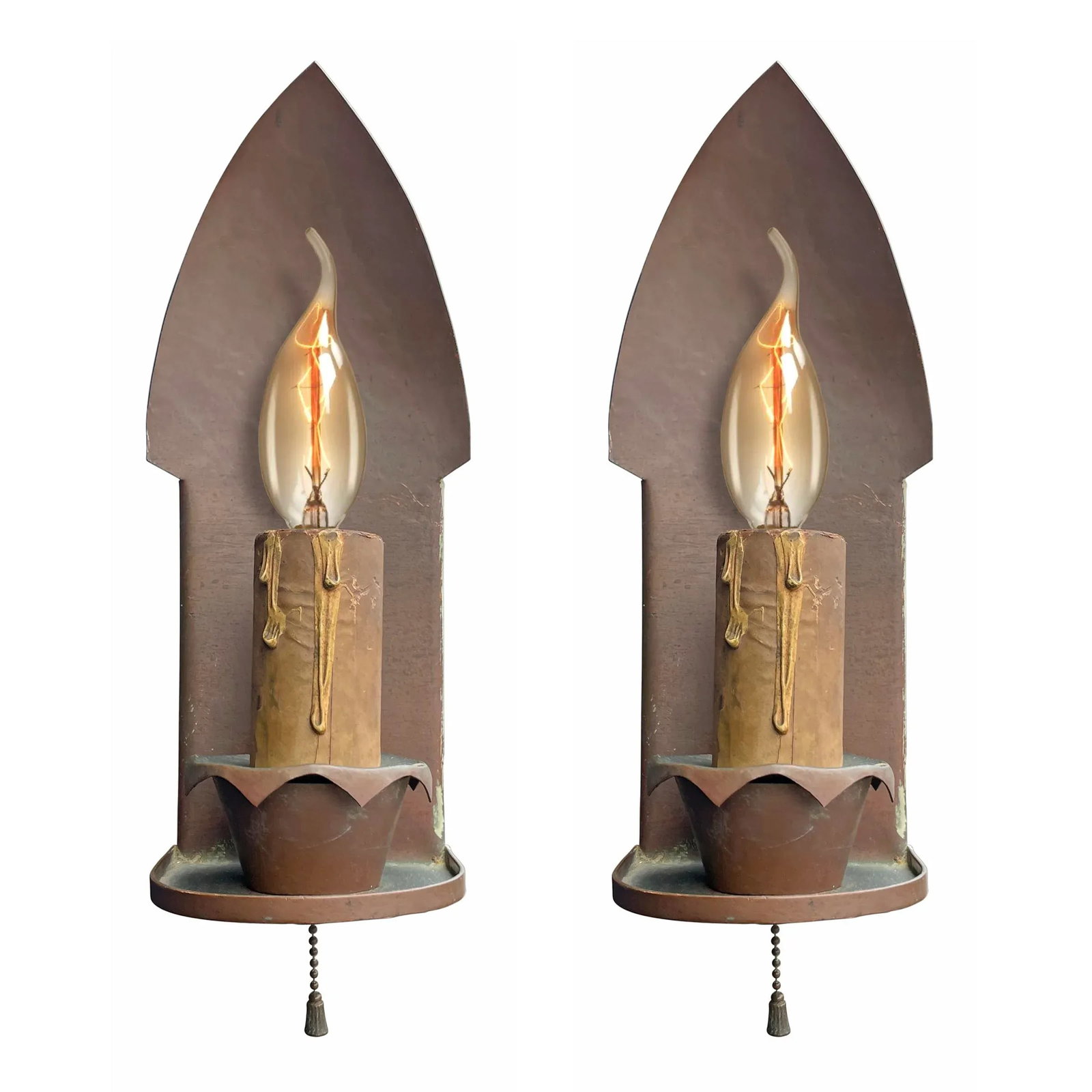 Pair of English Arts & Crafts Copper Sconces - 10