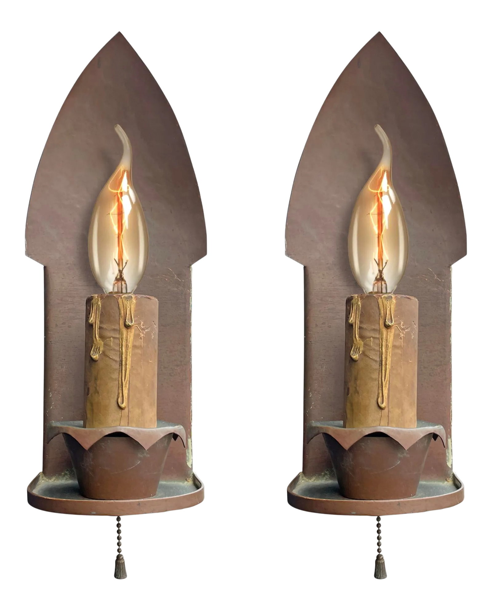 Pair of English Arts & Crafts Copper Sconces (1 of 10)