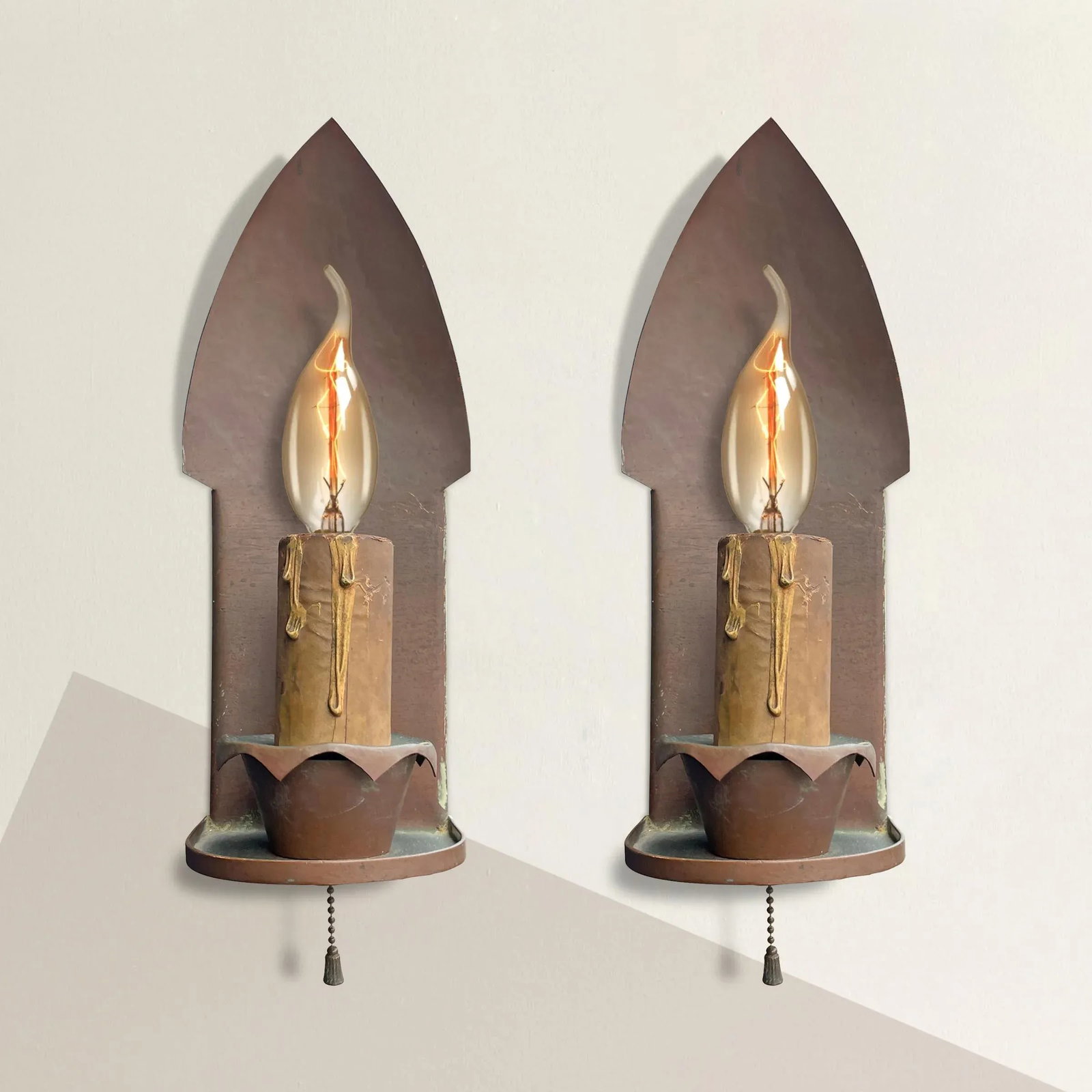 Pair of English Arts & Crafts Copper Sconces - 2