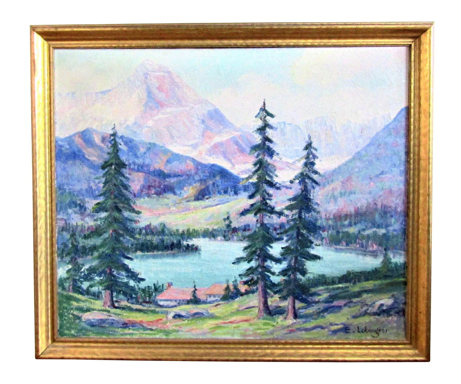 1950s Elizabeth Lobingier, The Garden Wall Glacier Park Landscape Oil Painting - 11