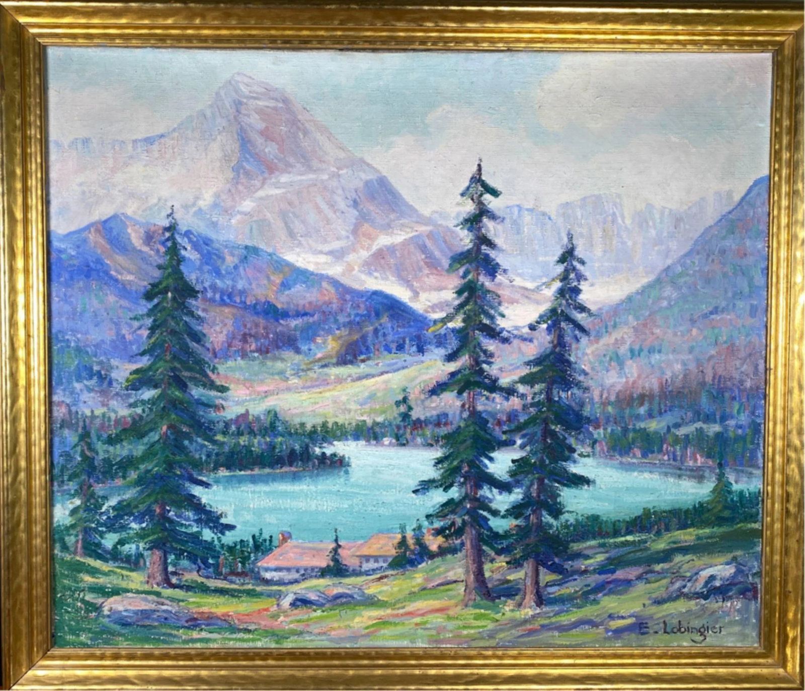 1950s Elizabeth Lobingier, The Garden Wall Glacier Park Landscape Oil Painting - 2