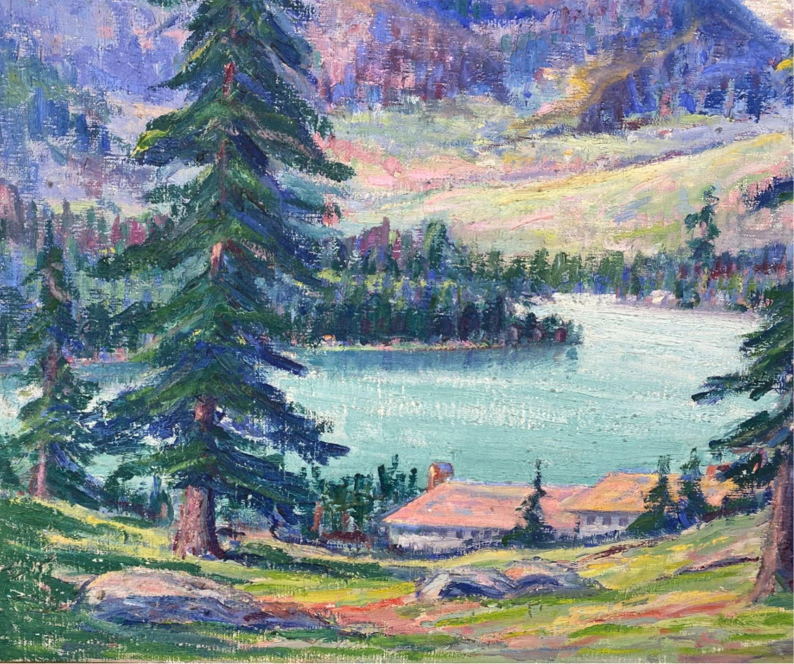 1950s Elizabeth Lobingier, The Garden Wall Glacier Park Landscape Oil Painting - 4