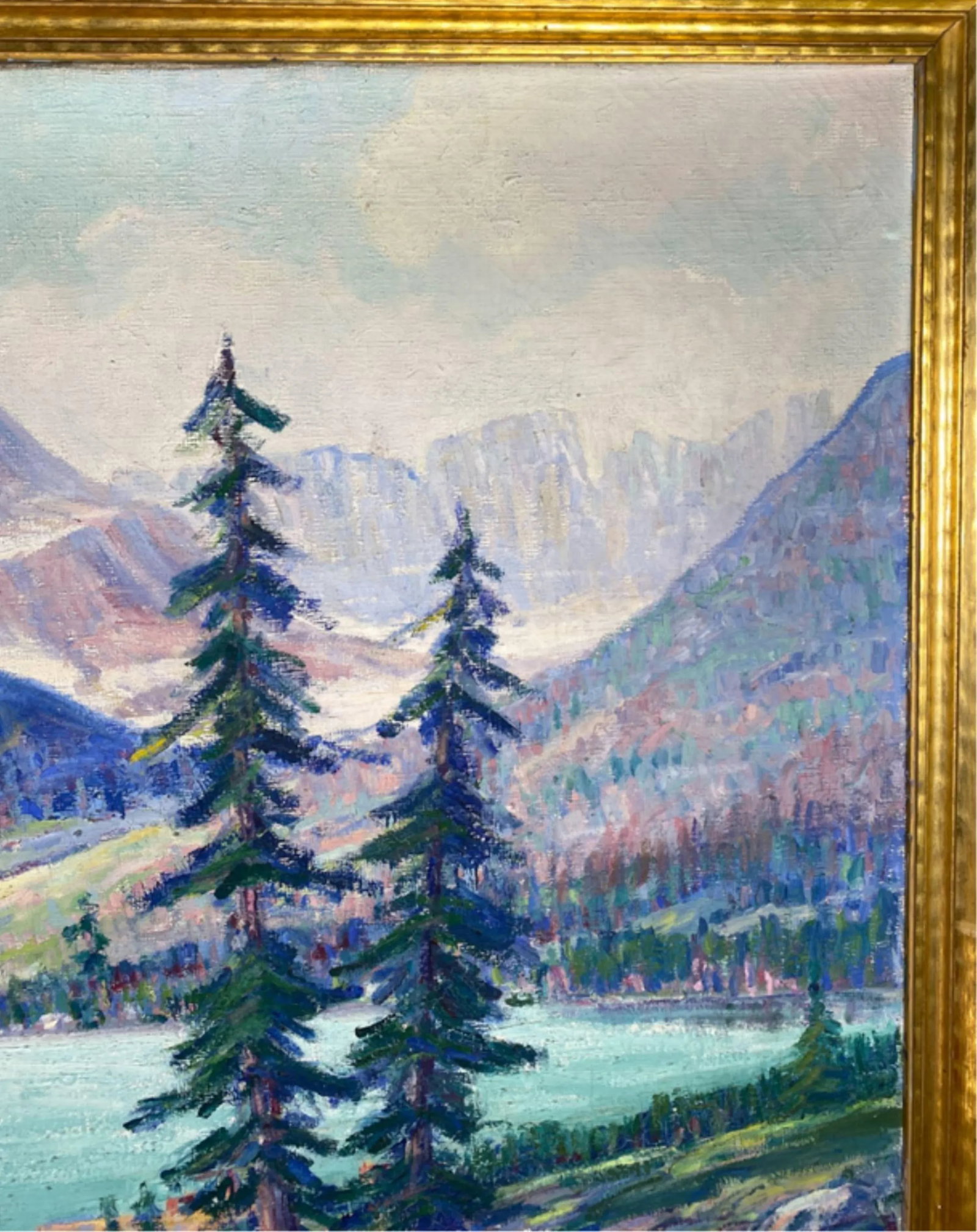 1950s Elizabeth Lobingier, The Garden Wall Glacier Park Landscape Oil Painting - 5