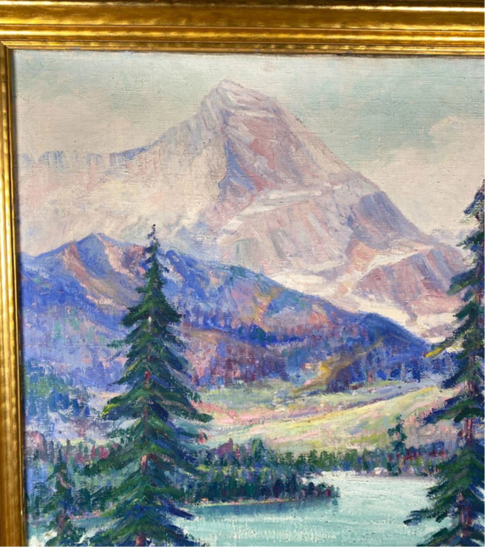 1950s Elizabeth Lobingier, The Garden Wall Glacier Park Landscape Oil Painting - 6