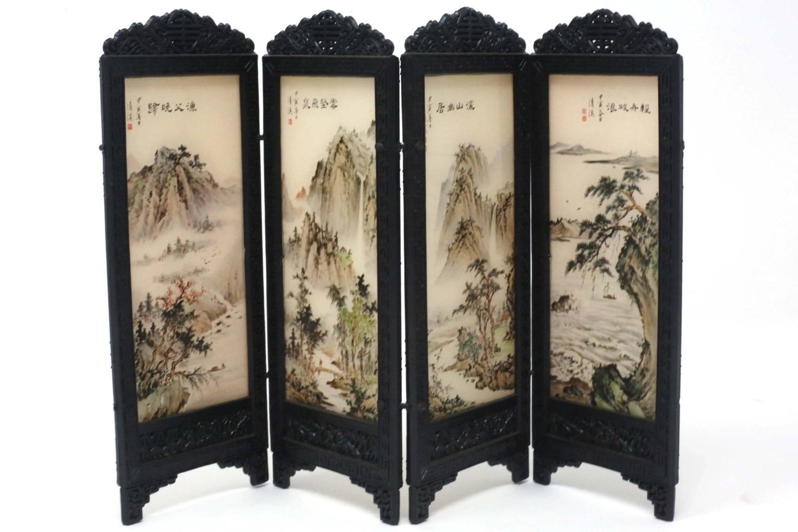 Vintage Japanese Miniature Decorative Screen - 4