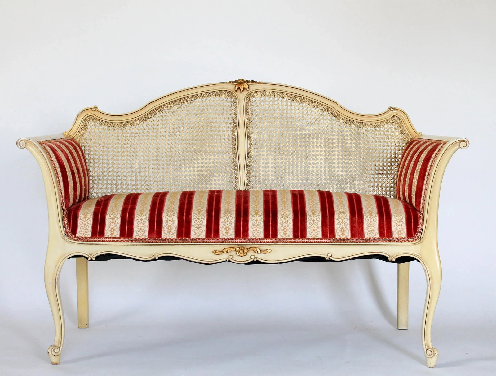 Louis XV Painted Caned Settee Loveseat - 12