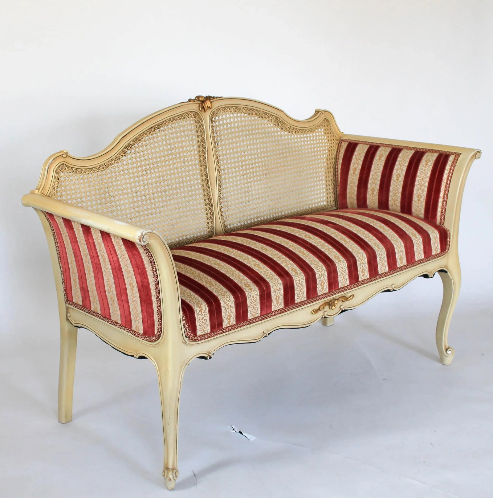 Louis XV Painted Caned Settee Loveseat - 2