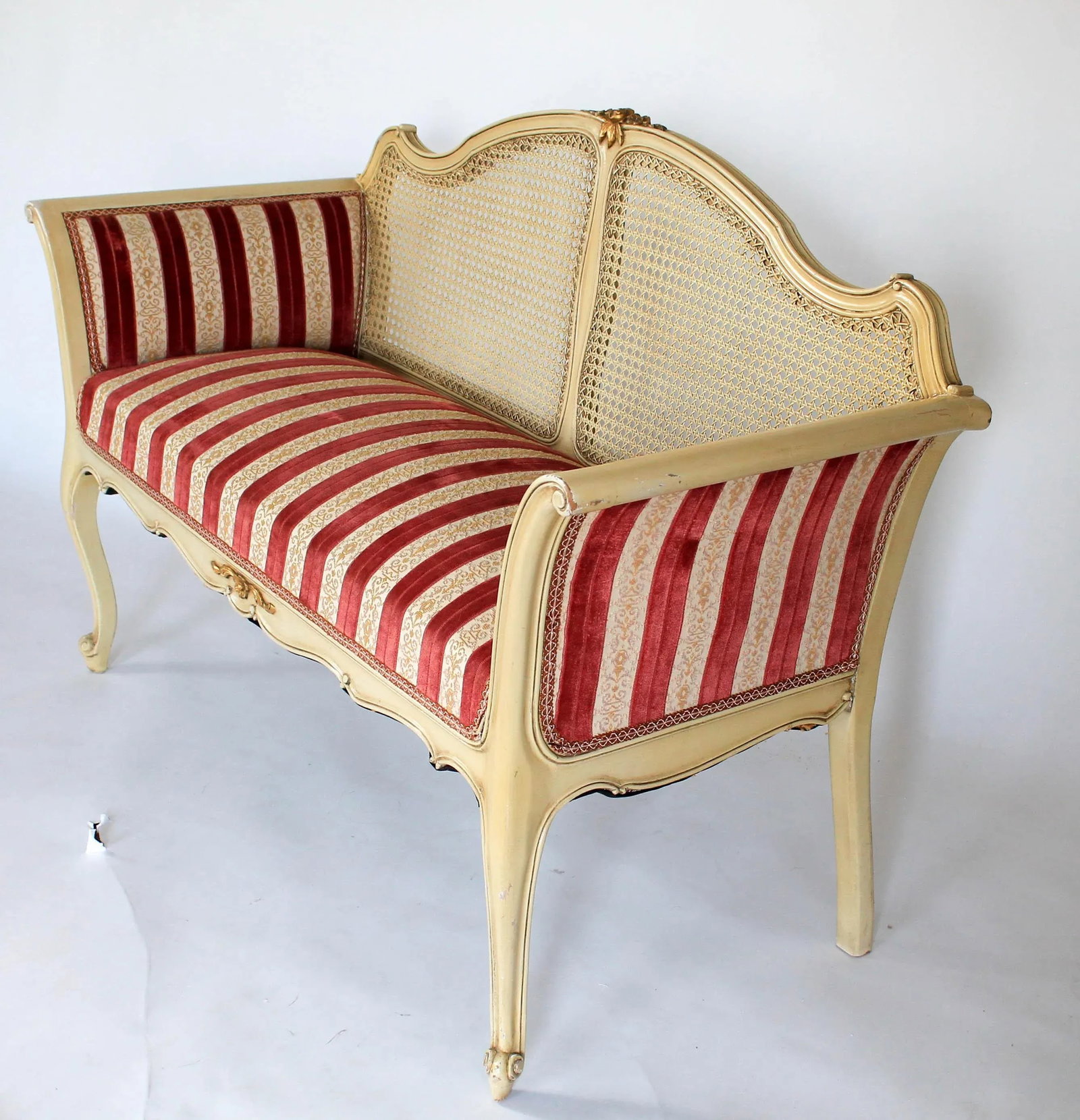 Louis XV Painted Caned Settee Loveseat - 3