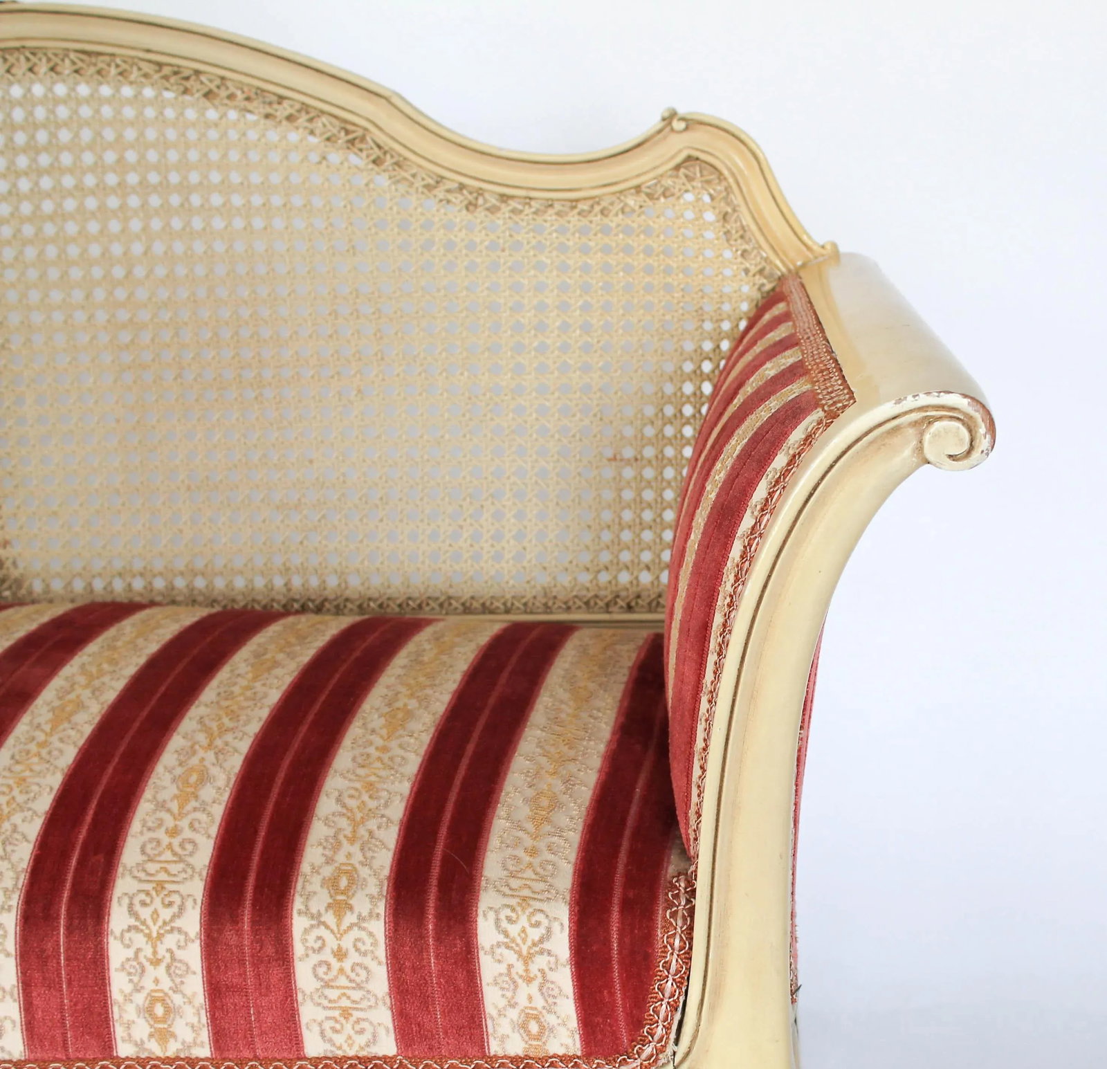 Louis XV Painted Caned Settee Loveseat - 7