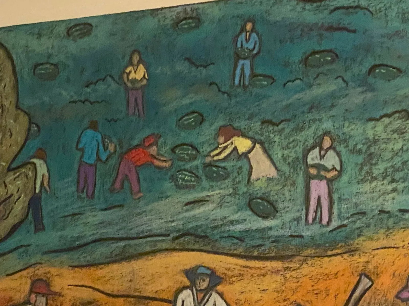Vintage Large Framed Pastel "Watermelon Picker" by George Colin Folk and Outsider Art - 2