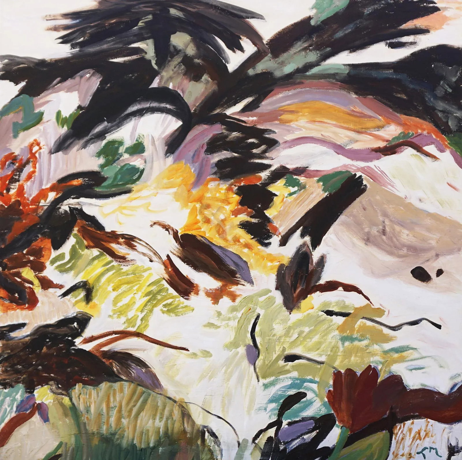 "Carmel Coast" Abstract Landscape Painting by Laurie MacMillan, Framed - 2