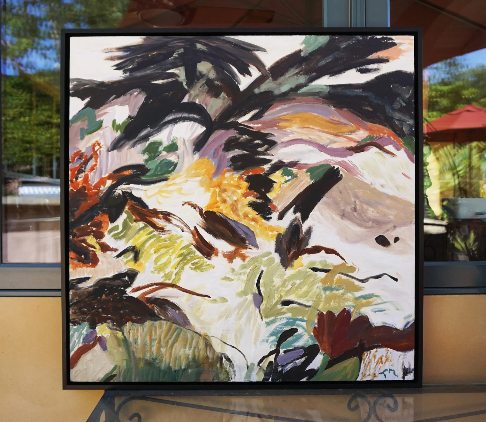 "Carmel Coast" Abstract Landscape Painting by Laurie MacMillan, Framed - 6