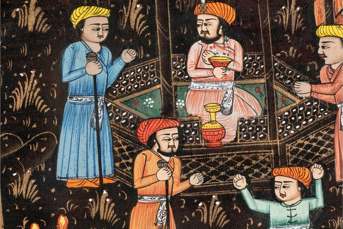 Mid 20th Century Persian Miniature Paintings on Silk, Framed - Set of 2 - 2