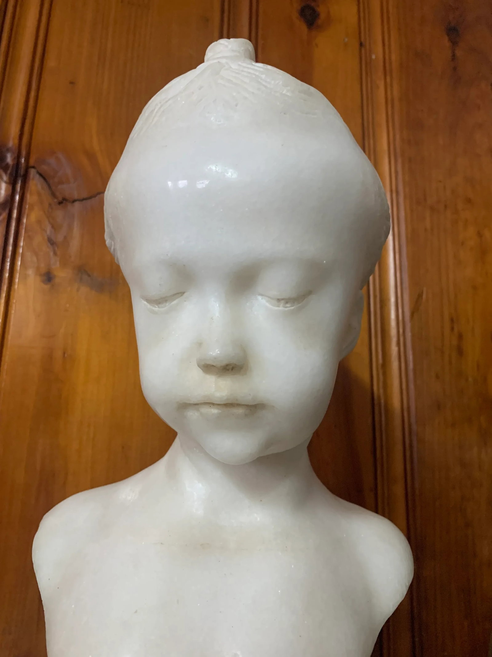 Antique Carved Marble Bust of a Young Girl - 11