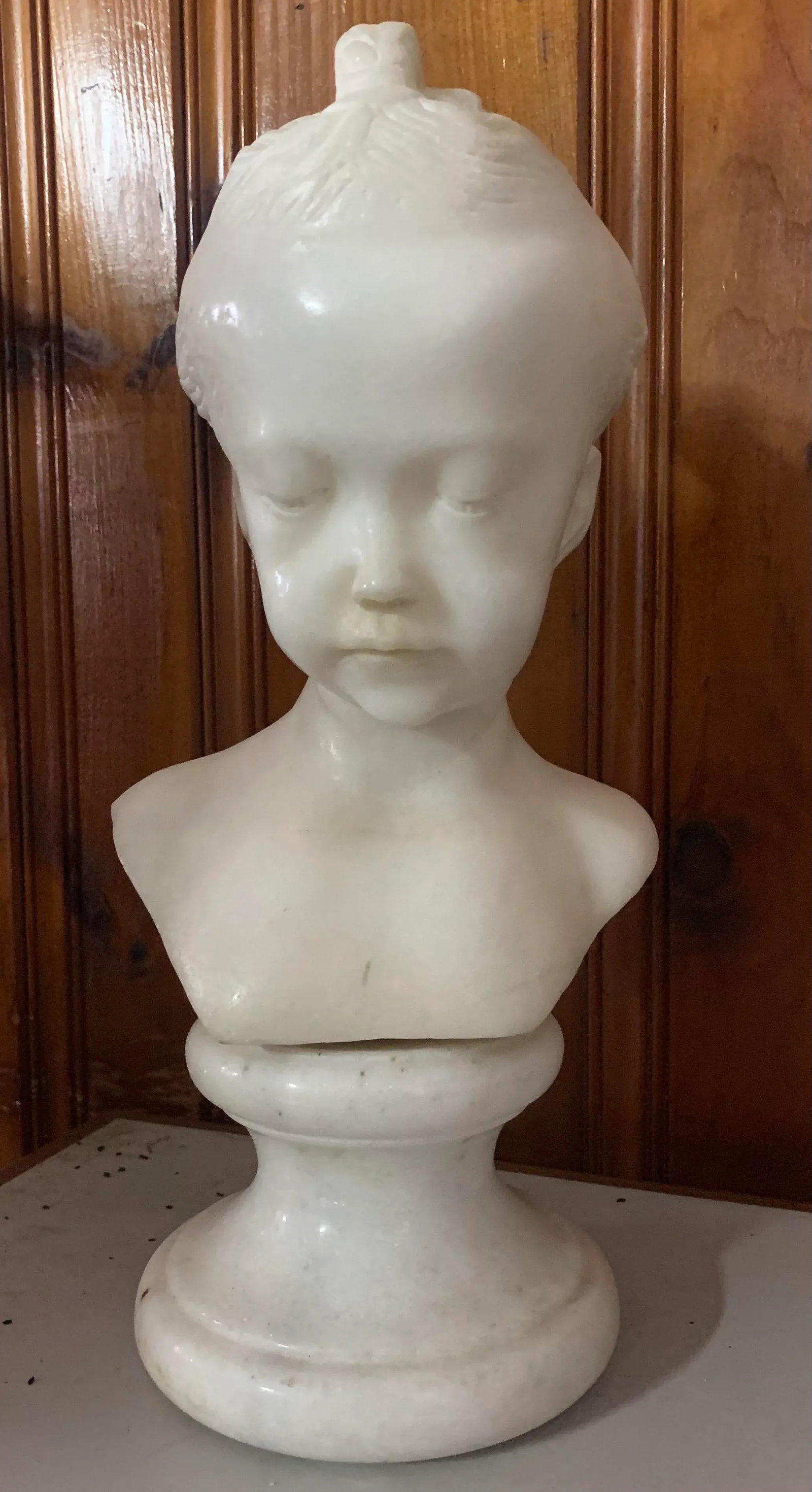 Antique Carved Marble Bust of a Young Girl - 12