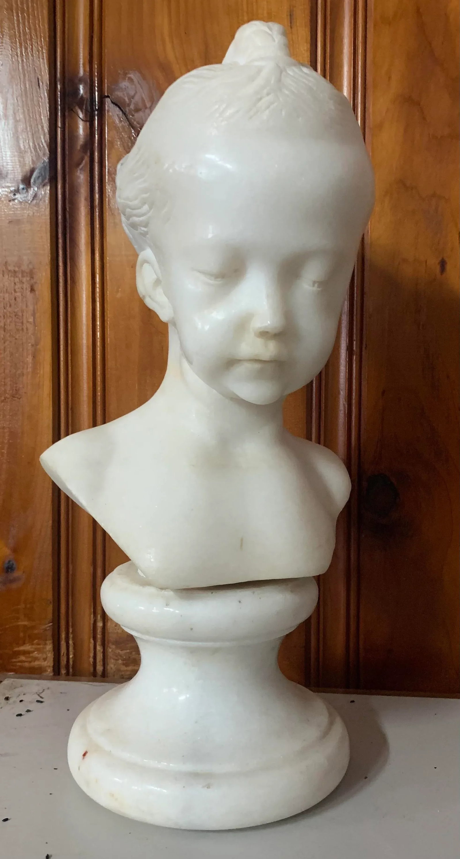 Antique Carved Marble Bust of a Young Girl - 2