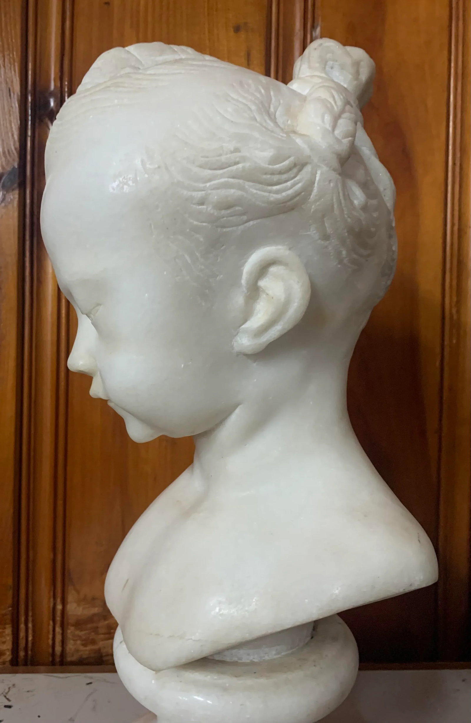 Antique Carved Marble Bust of a Young Girl - 5