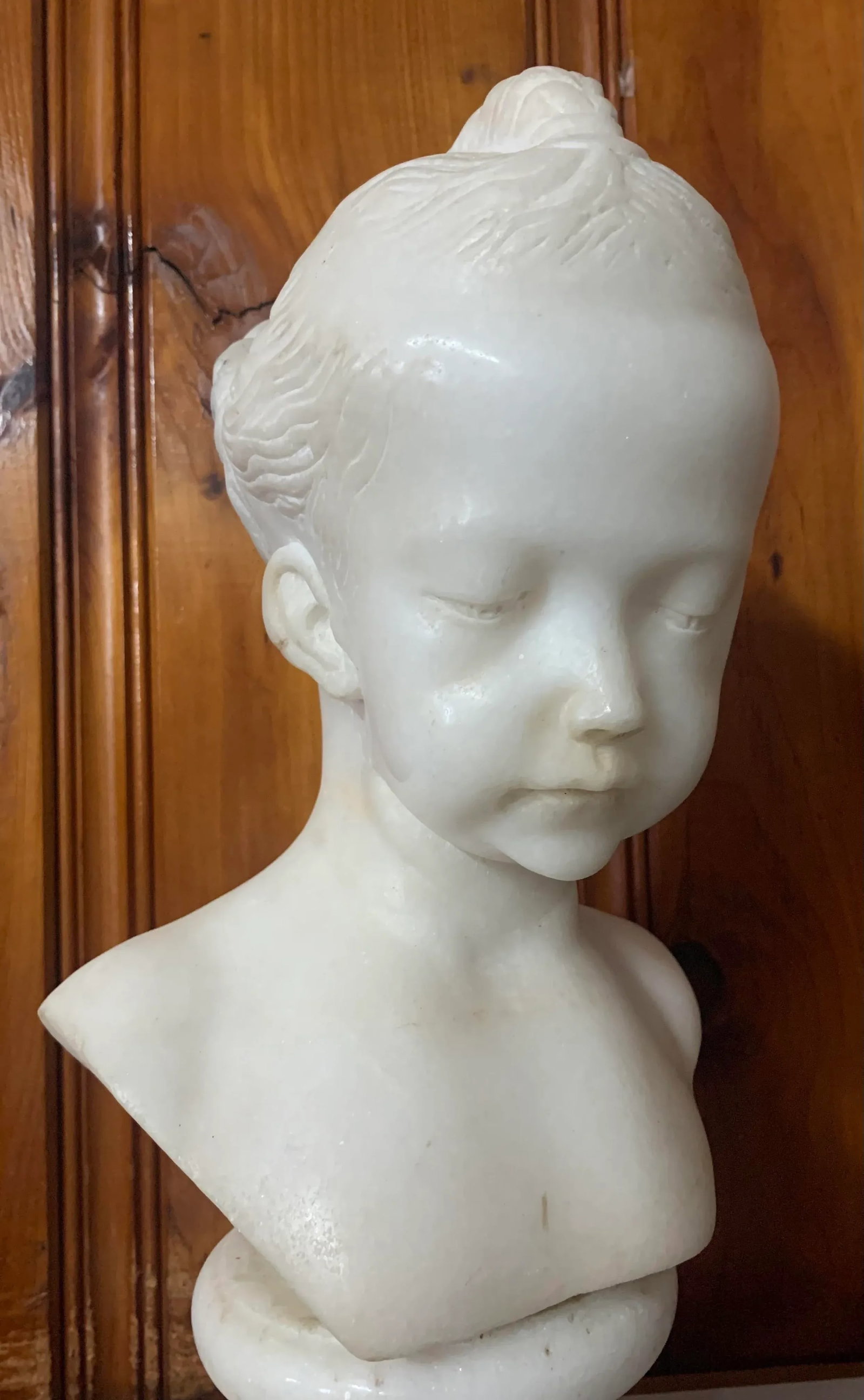 Antique Carved Marble Bust of a Young Girl - 8