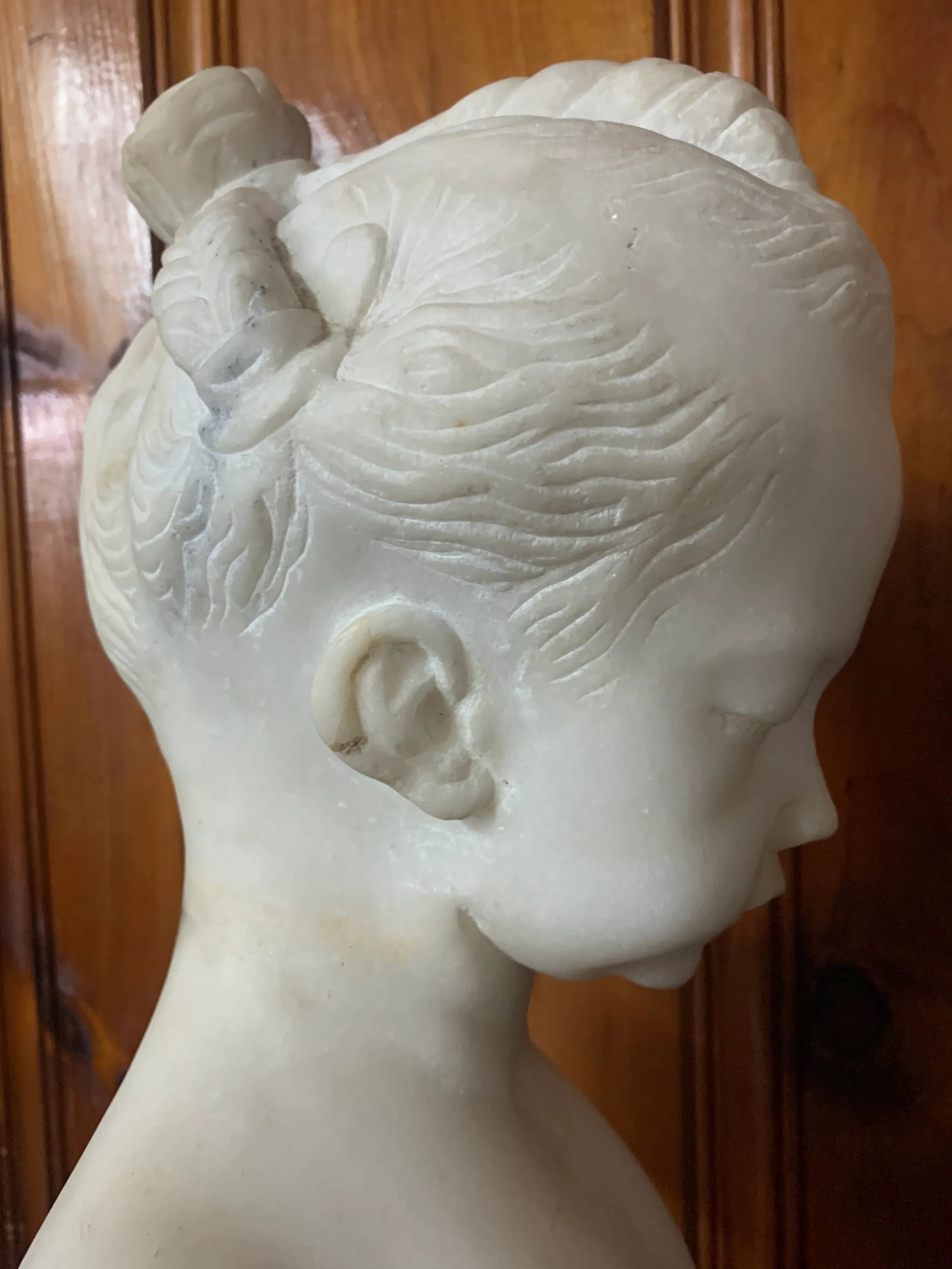 Antique Carved Marble Bust of a Young Girl - 9